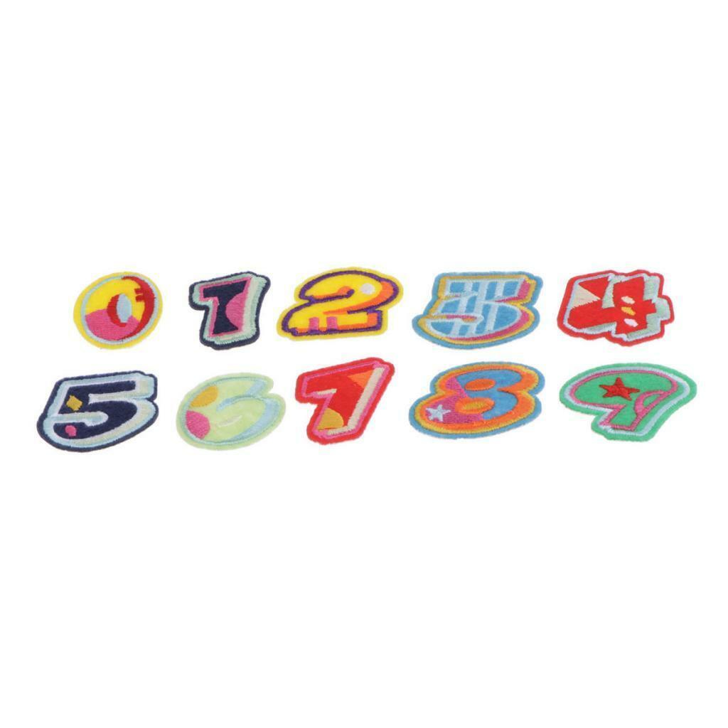 10pcs 0-9  Patches  Applique Fabric Clothes Coat Ornaments