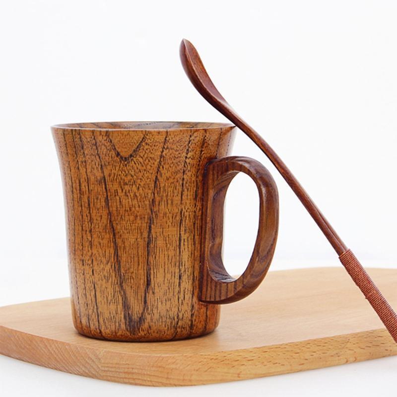 Jujube Mug Wooden Coffee Beer Mugs Wood Cup Handmade Tea Cup with Handle