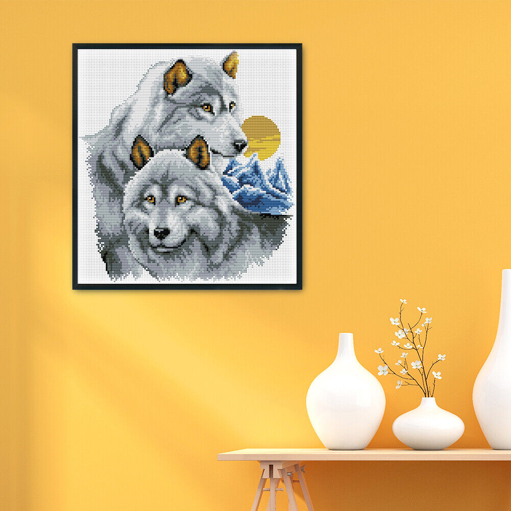 Cross Stitch Kits Printed DIY Embroidery 11CT Stamped (1070 Two Wolves)