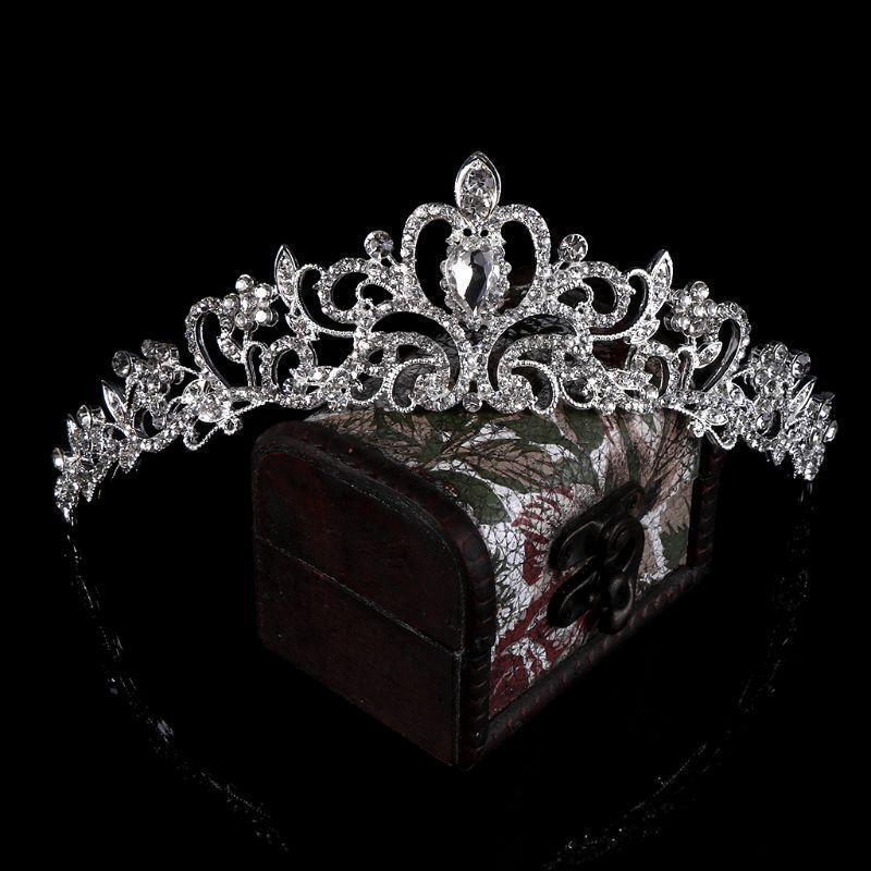 Bridal Princess Austrian Stunning Crystal Hair Tiara Wedding Crown Veil Headband
