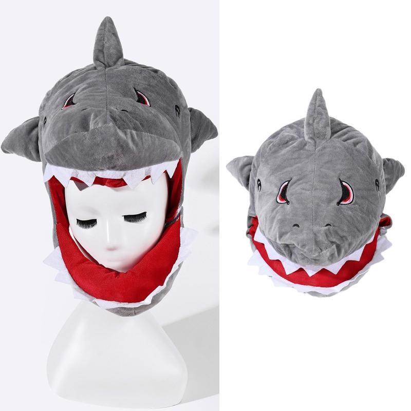 Cute Gray Shark Shape Headgear Hat Adjustable Headgear for Boyfriend Girlfriend