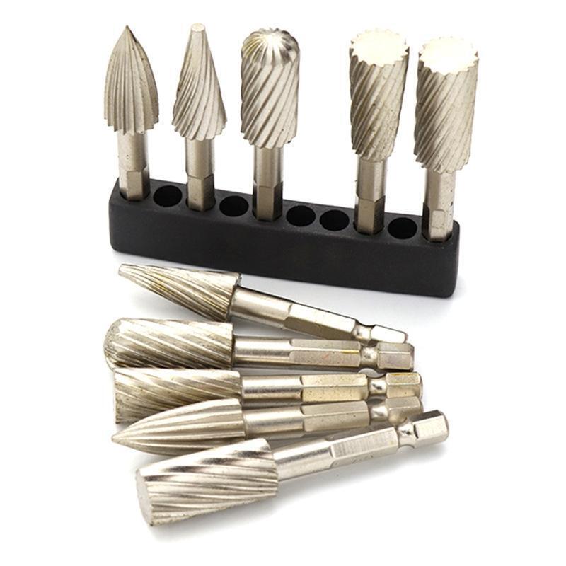 5 Pcs/Set 1/4"/6.35mm Rotary Rasp Cutter Files Grinder Bit Burrs Rotary File Set