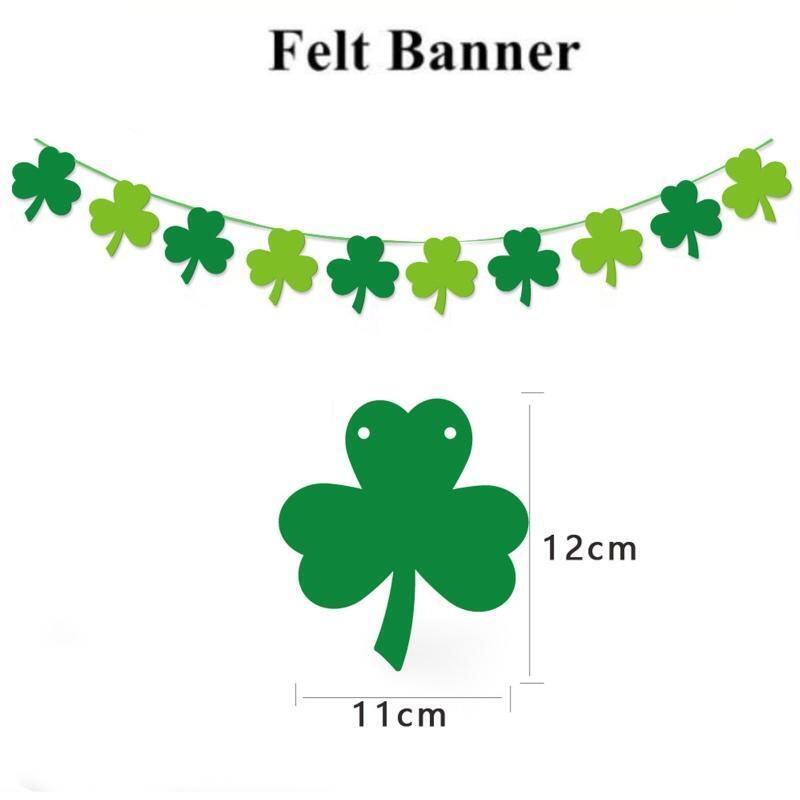 St. Patrick 's Day Shamrock Clover Banner Swirl Pull Flag Kit Party Decor