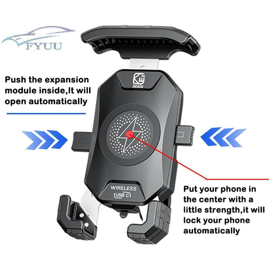 Motorcycle 360° Rotation Phone Holder QC 3.0 USB Quick Charger Wireless Charger
