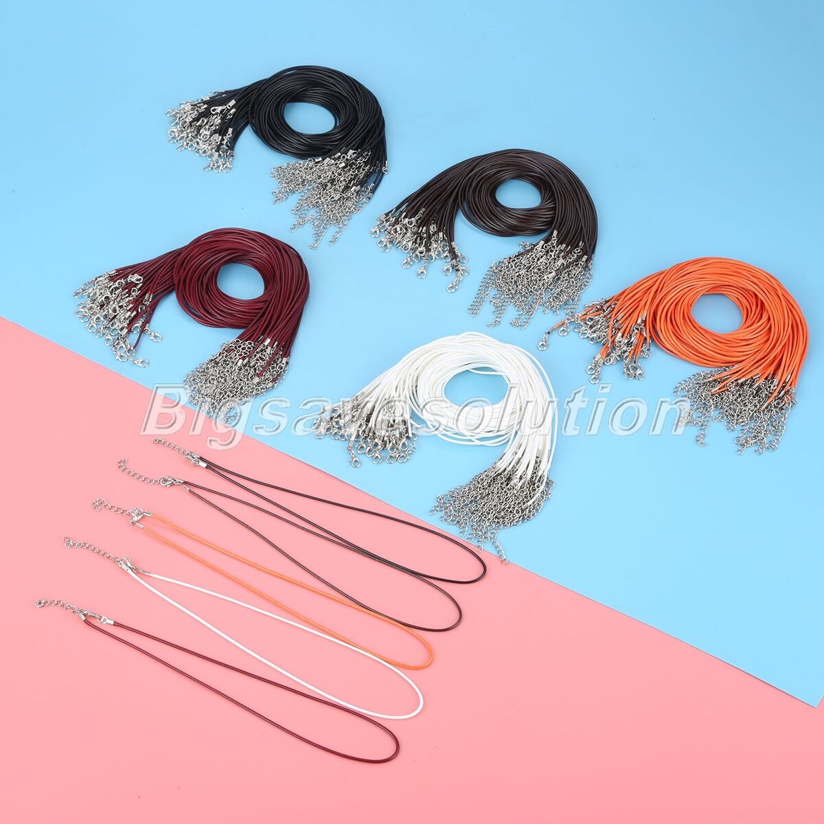 50Pcs/lot Waxed Necklace Chain Jewelry Making Clasp Rope Cord 5 Colour Fashion