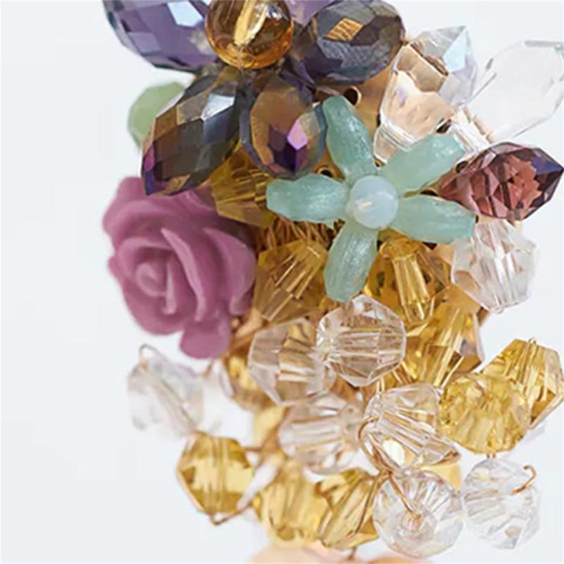 Creative Crystal Flower Beaded Earrings Eardrop Pendant Earrings for Women Girl