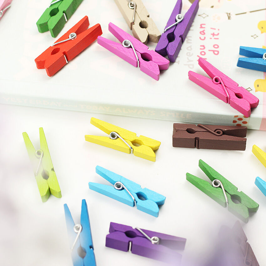 100X Mini Wood Clothespins Laundry Photo Paper Peg Clip Clothes Pins Art Craft