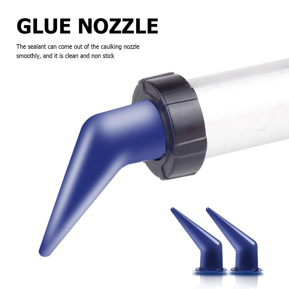 2pcs Caulking Gun Nozzle Glass Glue Sealant Silicone Caulking Tips (Blue)