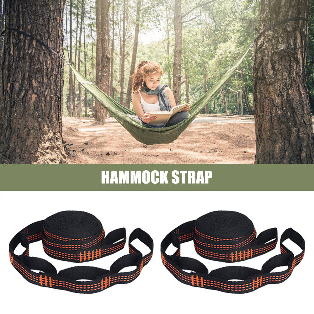 2pcs Hammock Strap Outdoor Camping Tree Hanging Load Bearing Rope (Orange)