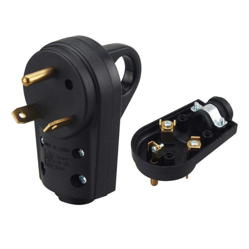 TT-30P RV Replacement Male Plug 125V 30 Amp with Disconnect Handle Black
