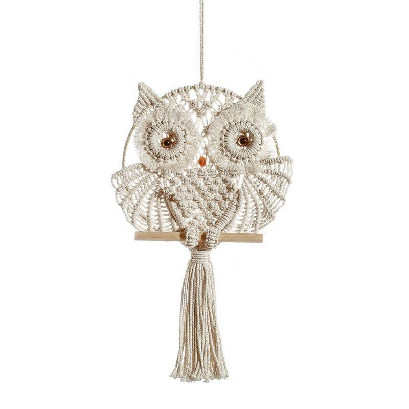 Hand-woven Tapestry Owl Shape Mural Tufted Tassel Woven Wall Hanging Decorative