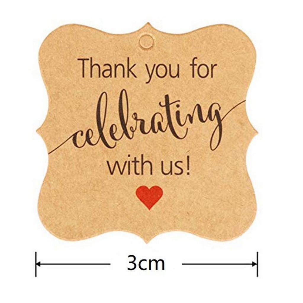 100x Thank You Kraft Paper Label Birthday/Wedding Party Hanging Gifts Decor