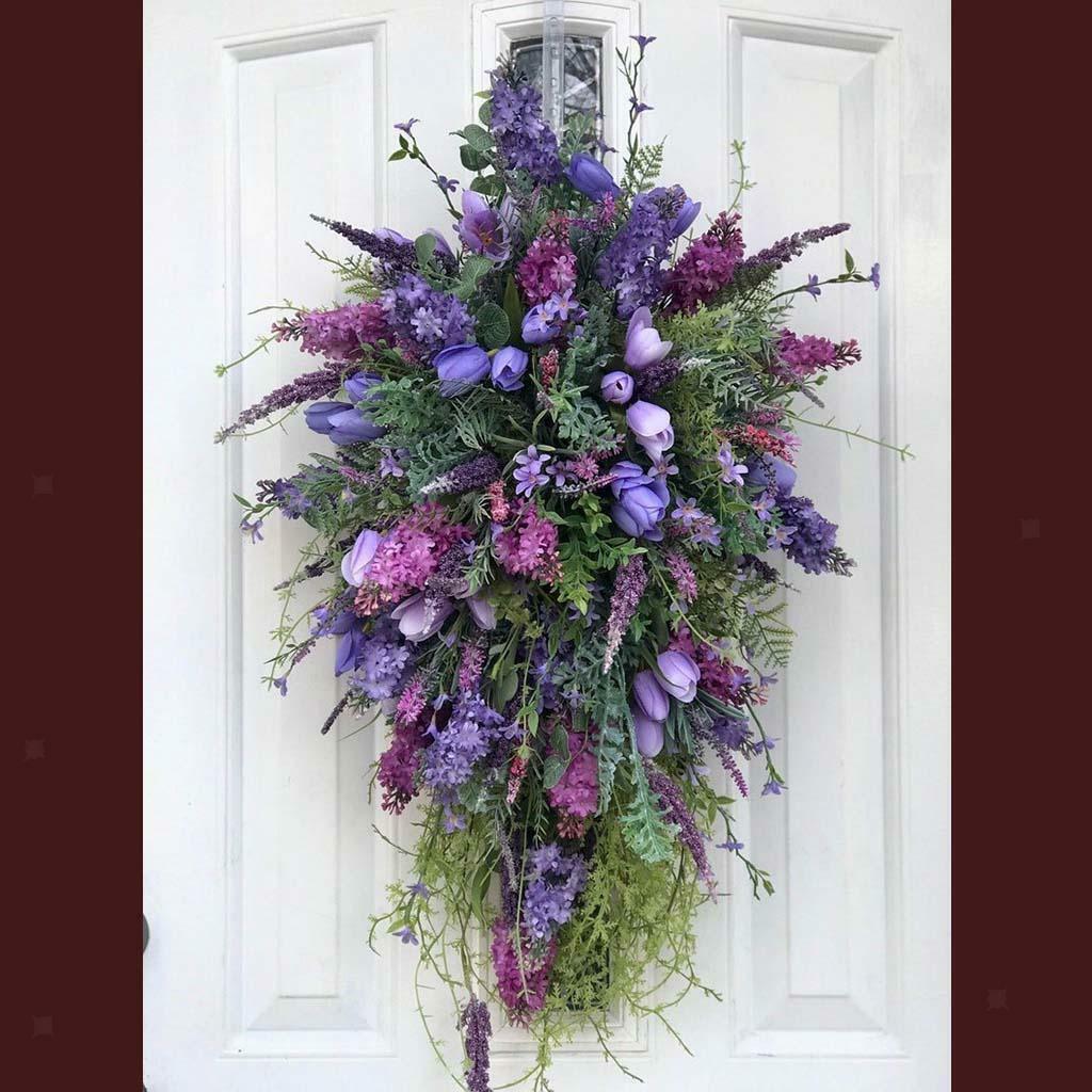 2PCS  Garland Flower Teardrop Wreath Front  Decoration