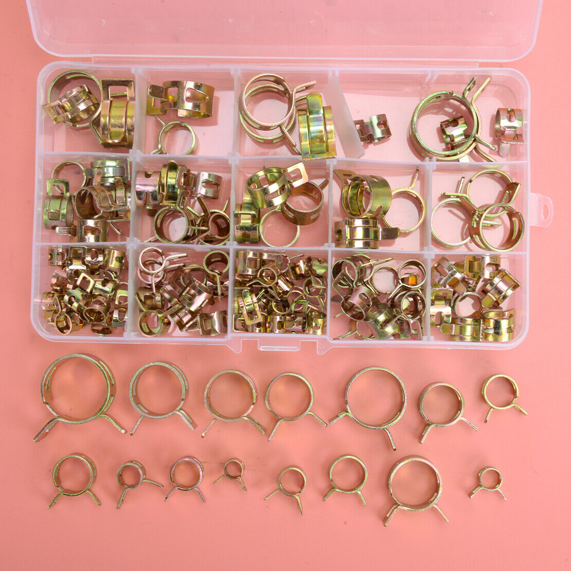115Pcs Fastener 6-22mm Spring Clip Fuel Water Line Hose Pipe Air Tube Clamps Use