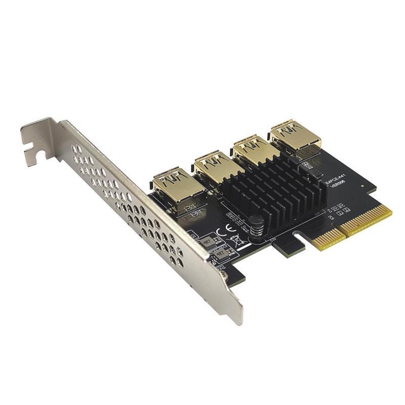 Graphics PCI-E 4X to 16X Adapter Board Extension PCIE 1 to 4 USB3.0 Adapter Card