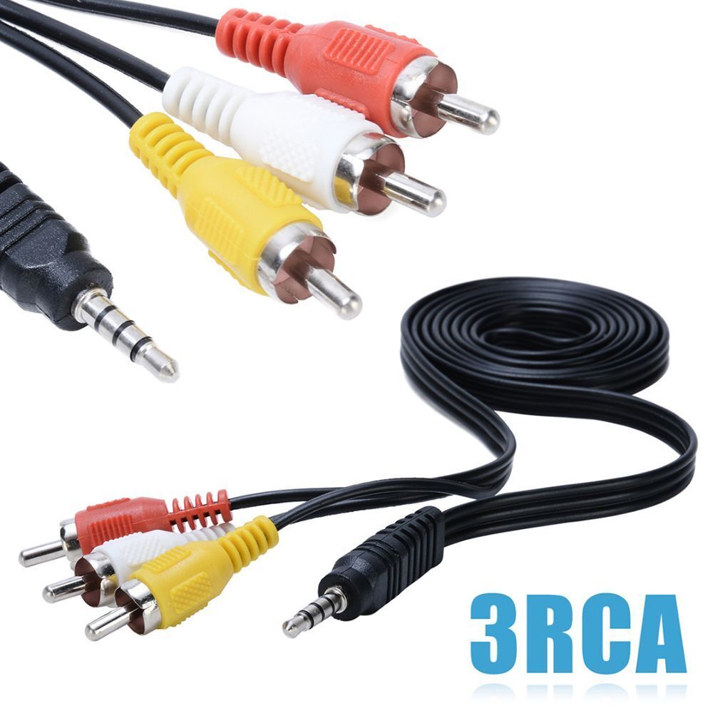 to Male Laptop Audio Video 3.5mm Jack to 3 RCA AUX Cable AV Cable Adapter Wire