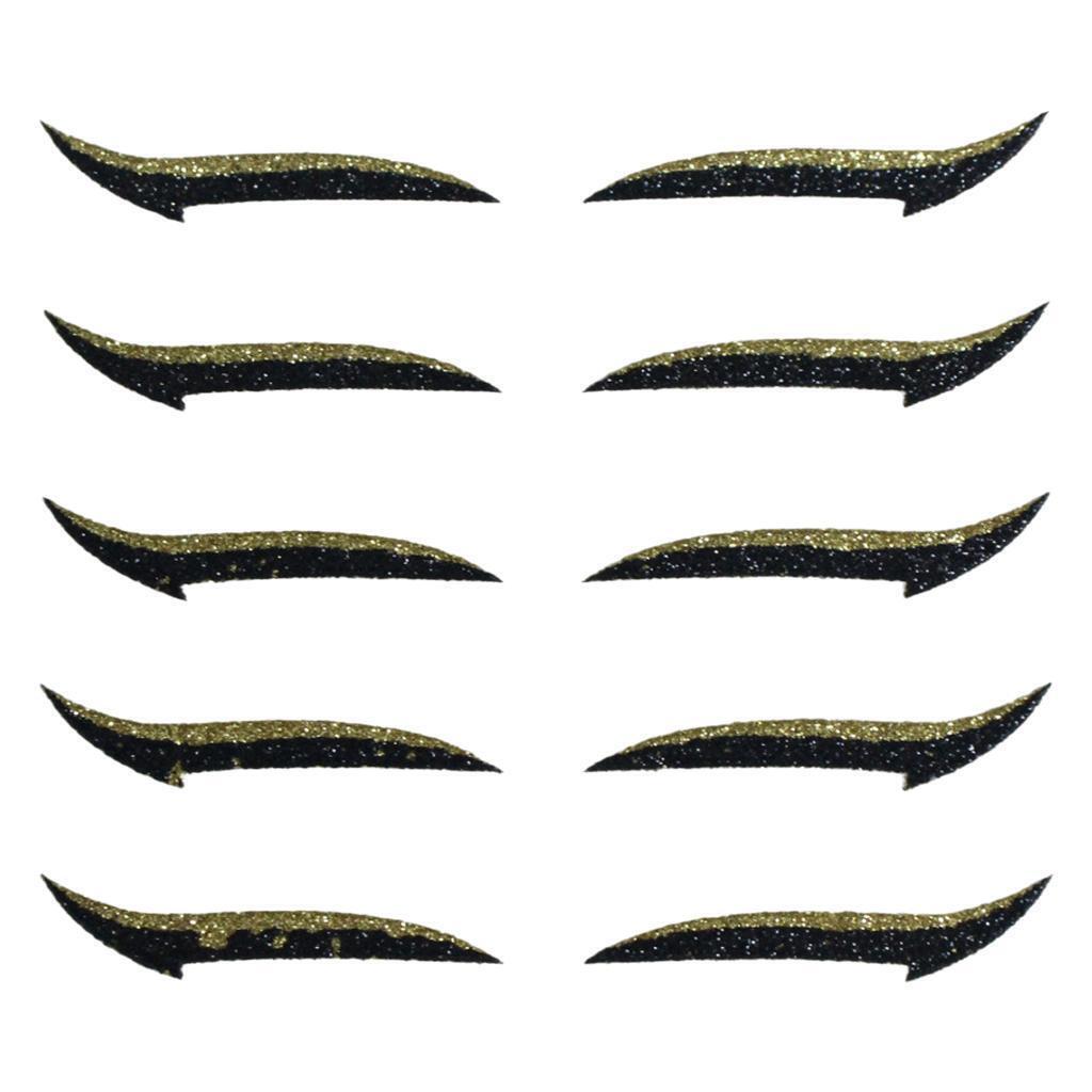 Autocollants D'eye-liner Réutilisables Paresseux, Bande 5 paires Or