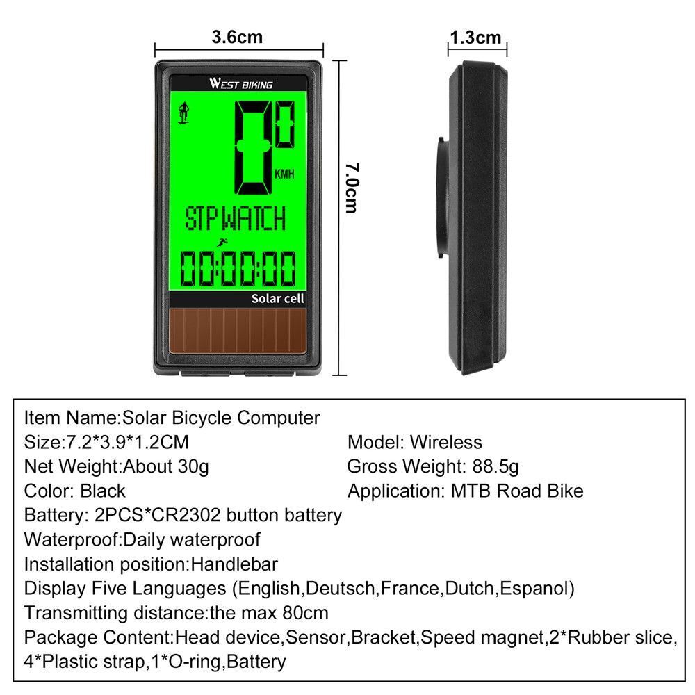 Language Cycling Odometer Bike Speedometer Wireless Stopwatch Bicycle Computer