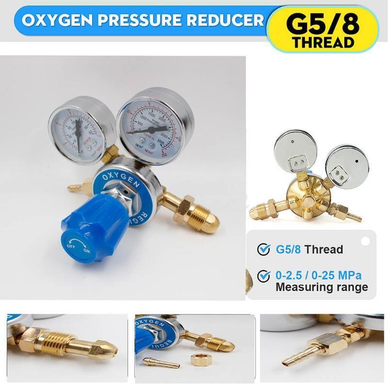 Oxygen Gas Regulator MIG TIG G5/8 Thread 0-25MPa Copper Pressure Flow Meter