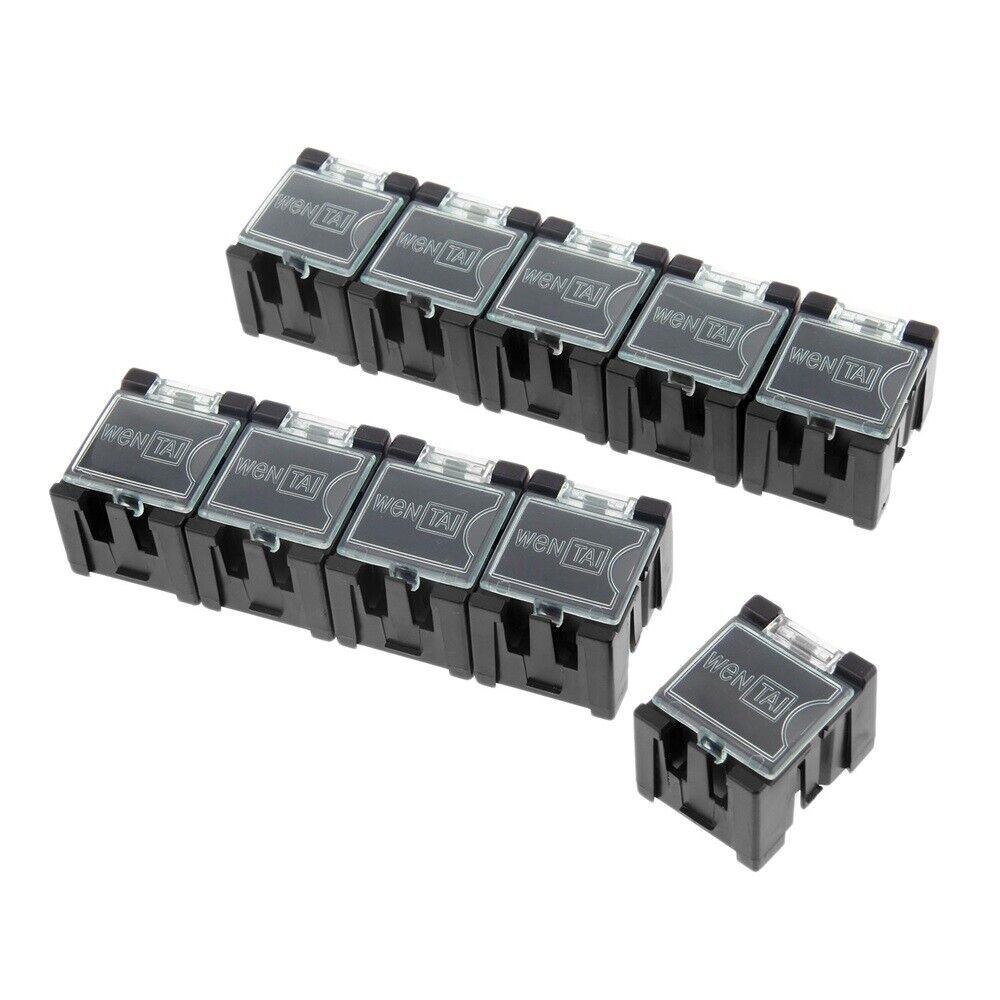 10X Plastic Black Electronic Components SMT SMD Storage Boxes Organizer Case Box