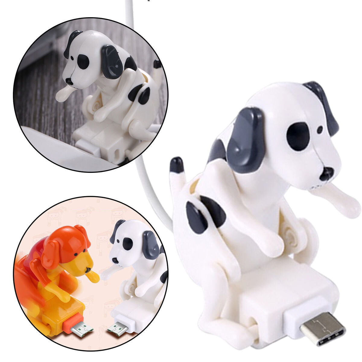 Creative Humping  Dog Charging Cable for Android Phone Gift White