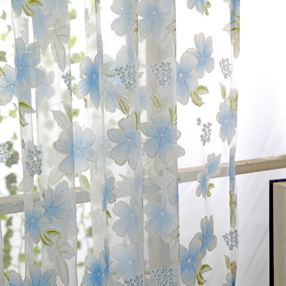 Curtain Living Room Bedroom Home Door Window Curtain (Light Blue)
