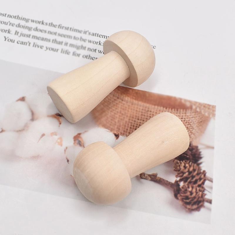 Unfinished Wooden Mushroom 5pcs/set Blank Wood Color Small Mushroom