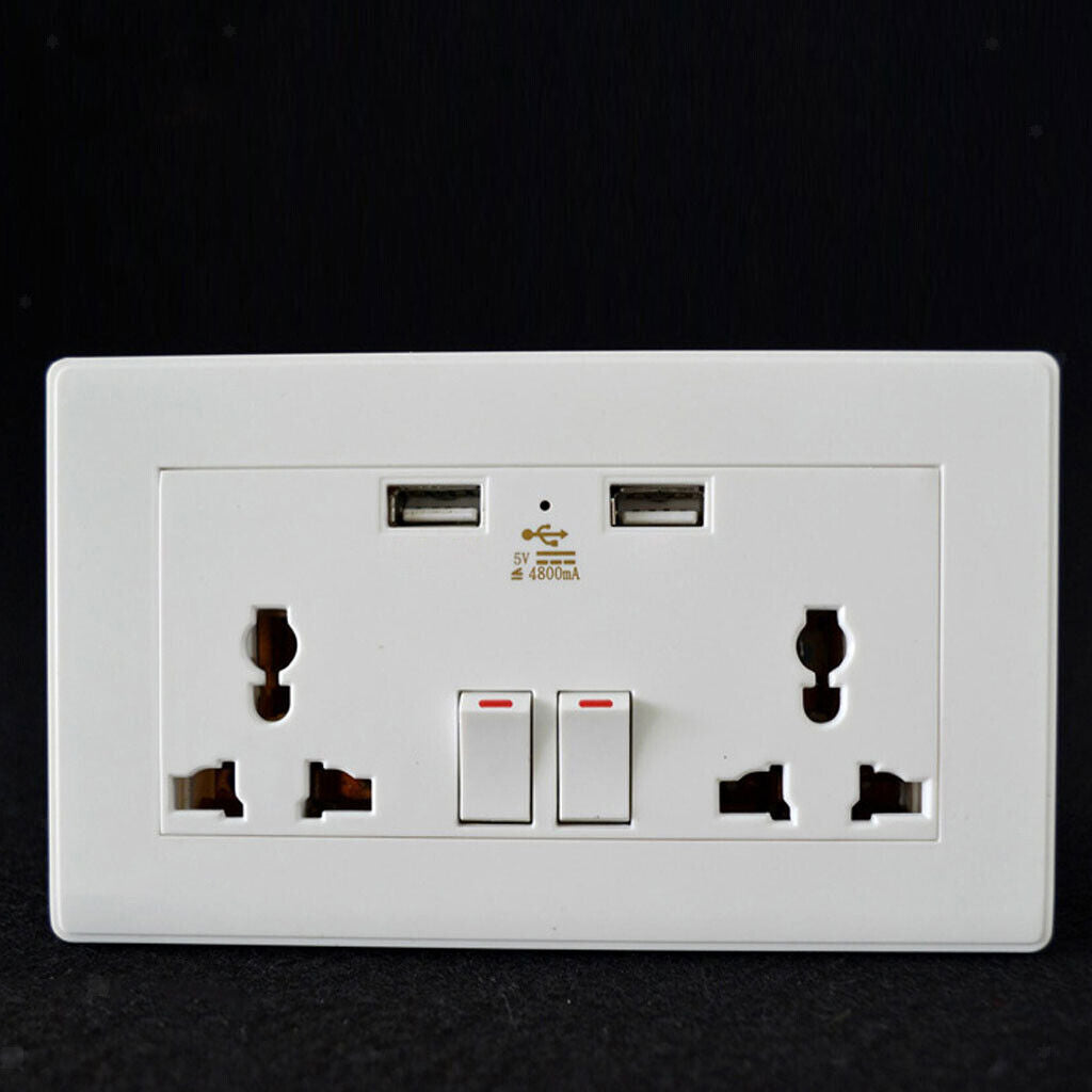 2-Port USB Wall Socket Switch Charger AC  Receptacle Outlet   Panel