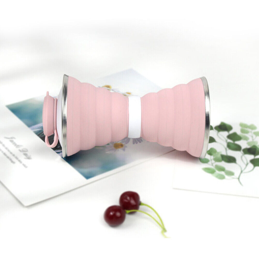 Sports 500mL Collapsible Soft Kettle Outdoor Silicone Water Bottle (Pink)