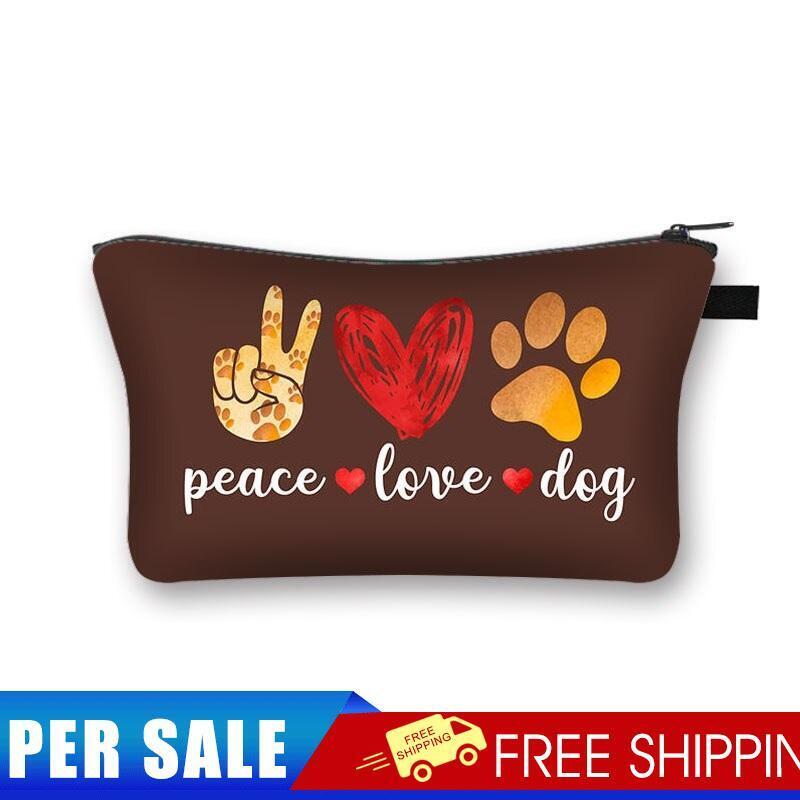 Love dog footprints Printed Hand Hold Travel Storage Cosmetic Toiletry Bag