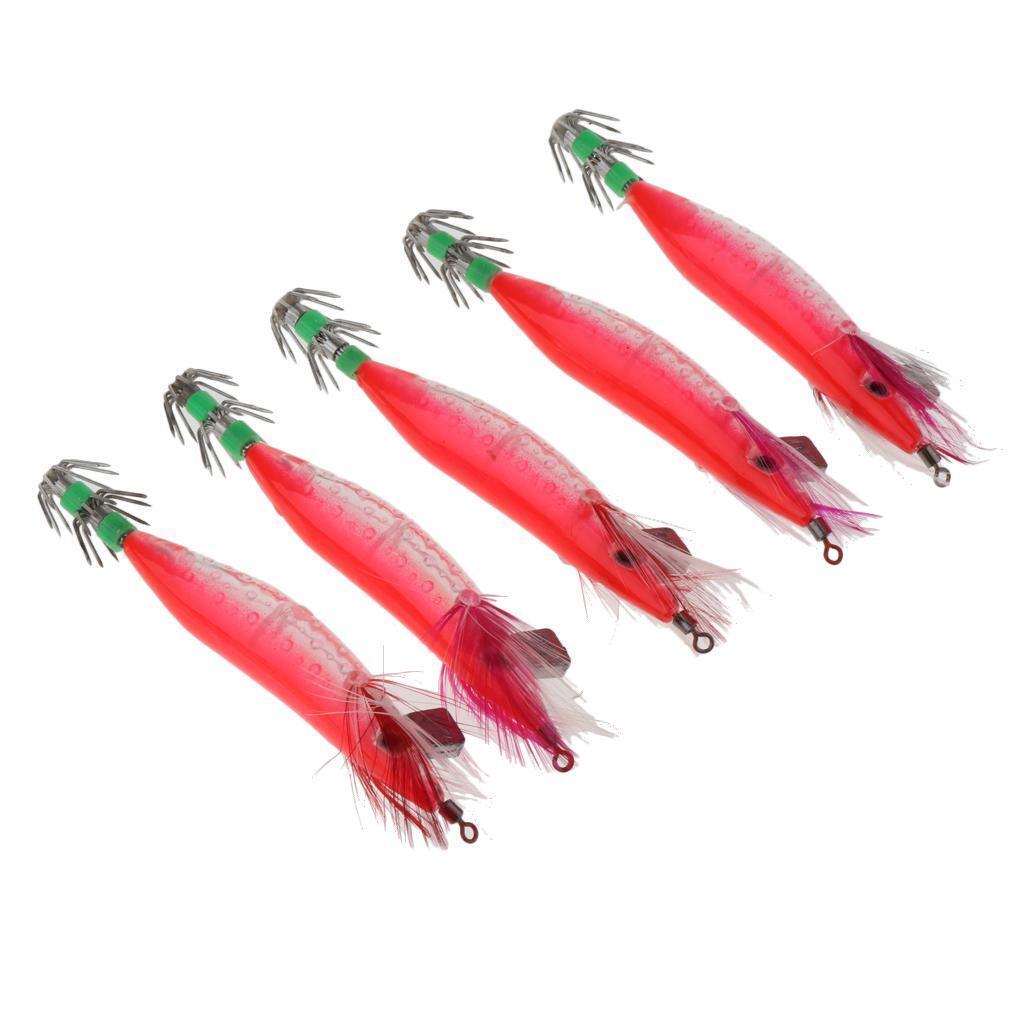 10 Pieces Fishing Lures Luminous Squid Jigs Hook Shrimp Lure for Saltwater