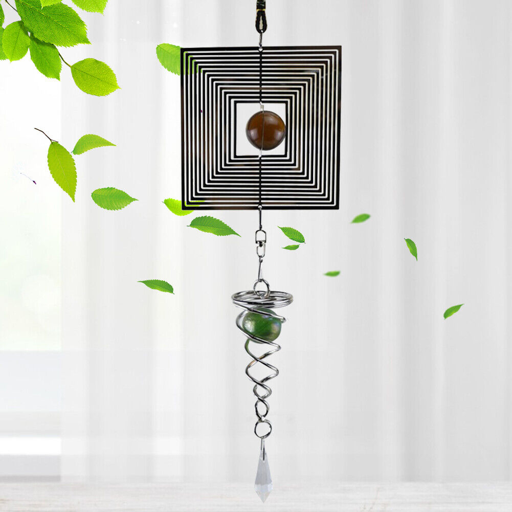 DIY Rotating Wind Chime Novelty Metal Hanging Sculpture Wind Chime Bell (C)