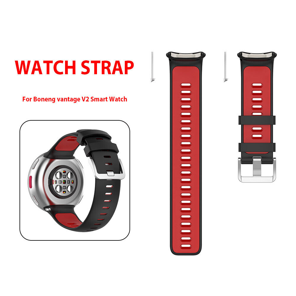 Silicone Strap for Polar Vantage V2 Watch Band Replacement (Black Red)