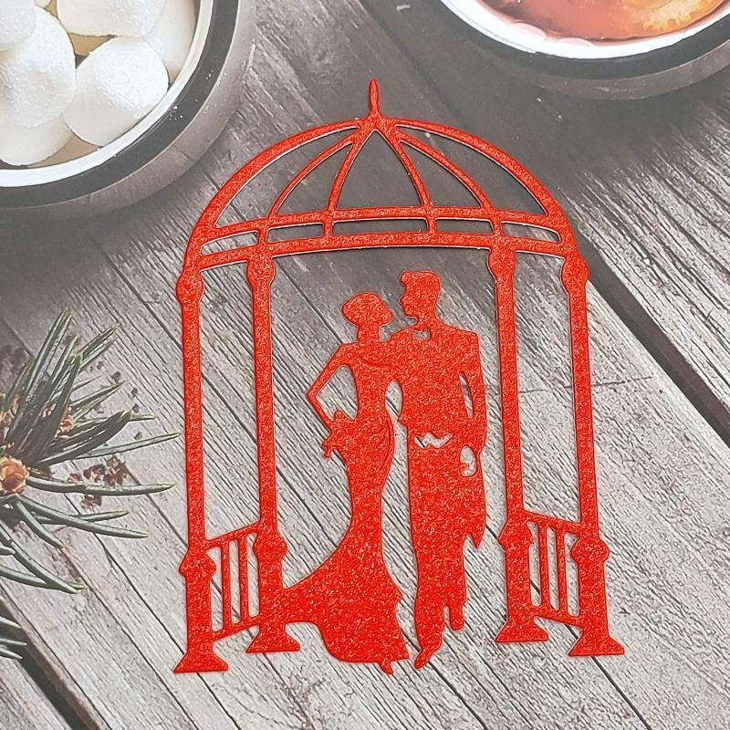 Wedding Dress Couple with Pavilion Metal Cutting Dies Stencil DIY Card Template