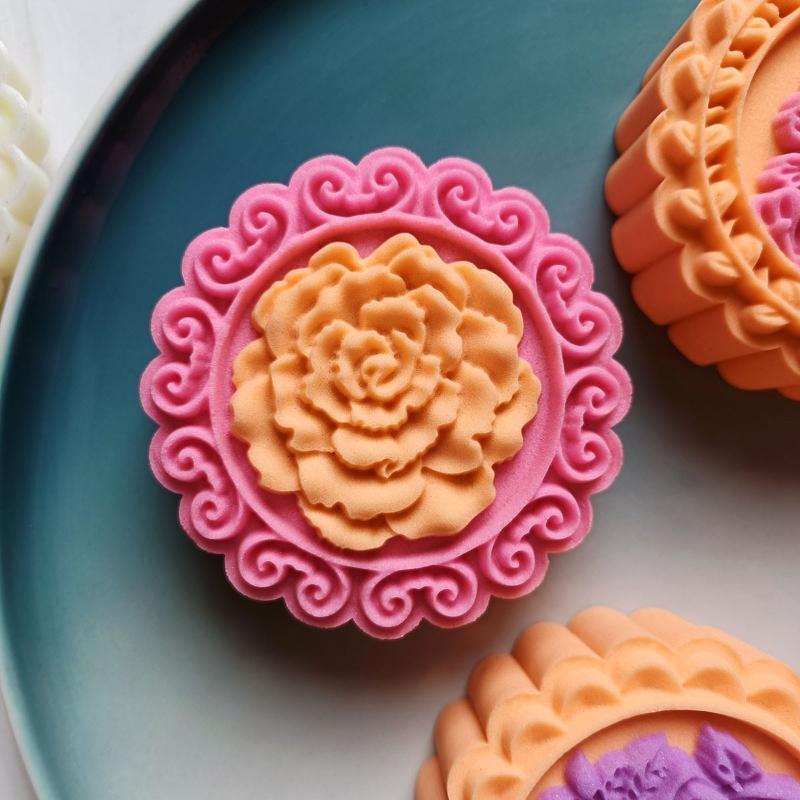 Flower Shaped Plastic Mooncake Molds Mooncake Stamps DIY Baking Accessories