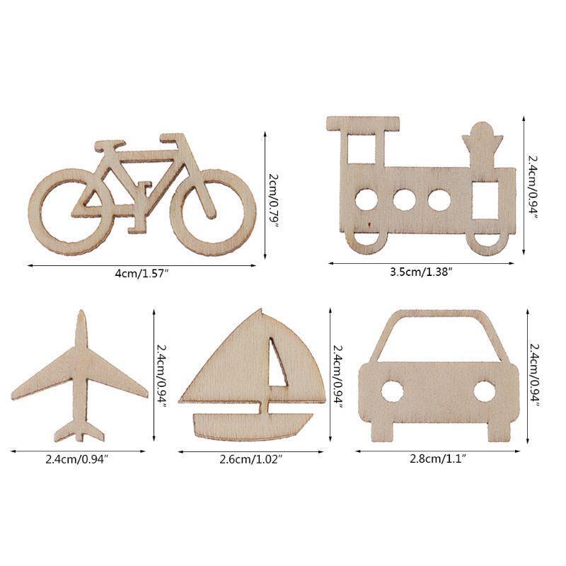 50 Pieces Natural Transportation Wood Slices Creative Wood Ornament Hangings