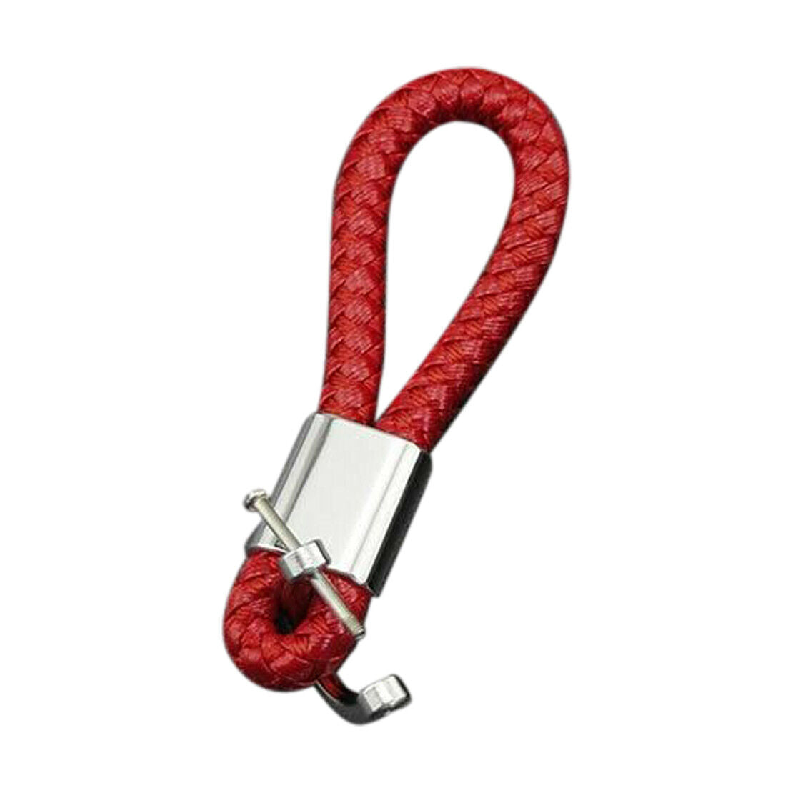 Red PU Braided Style Car Remote Key Ring Keychain With Stirrup Buckle top