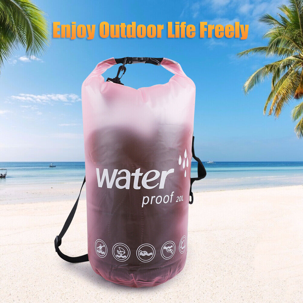 PVC Bags 20L Swimming Trekking Drifting Waterproof Storage Pouch (Pink)