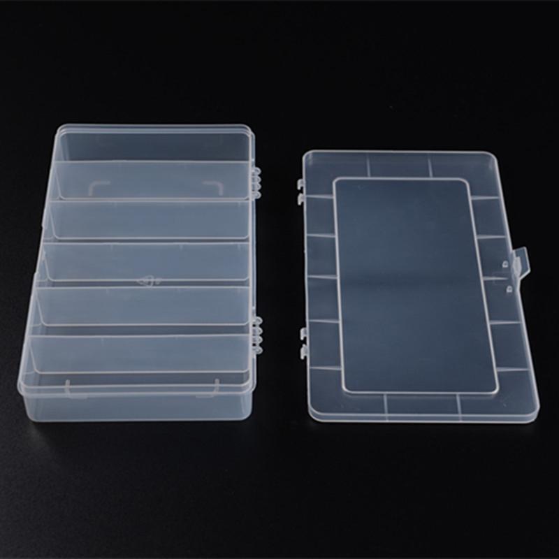 Portable 6 Grids Compartment Plastic Storage Box Practical Toolbox Transparent