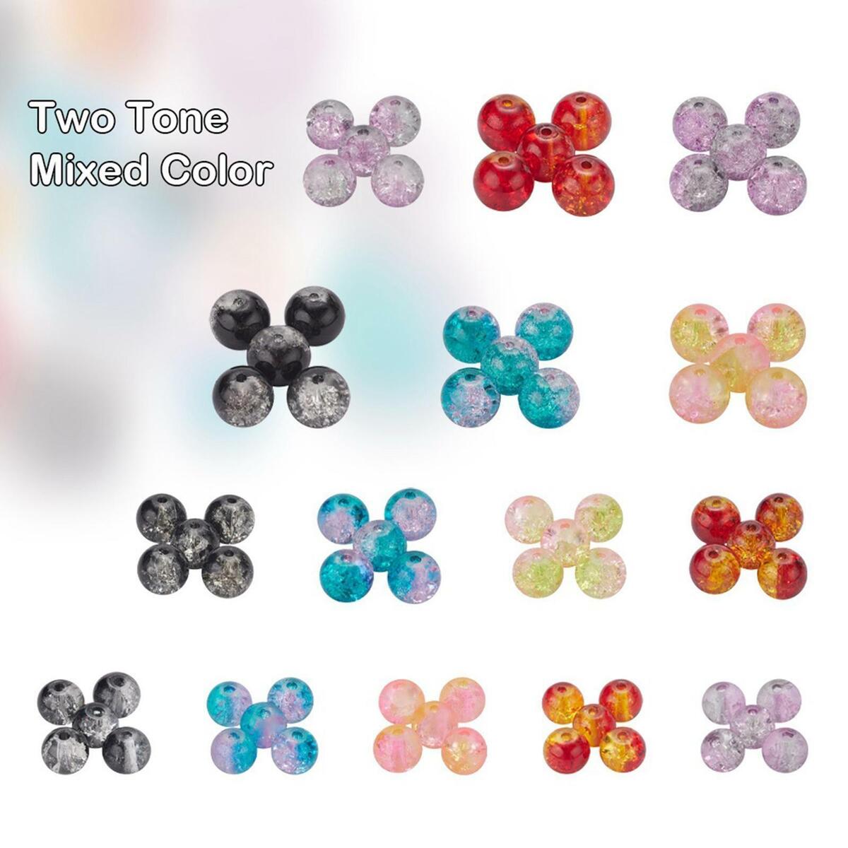 585Pcs Crackle Lampwork   350x 6mm 155x 8mm 80x 10mm Round DIY