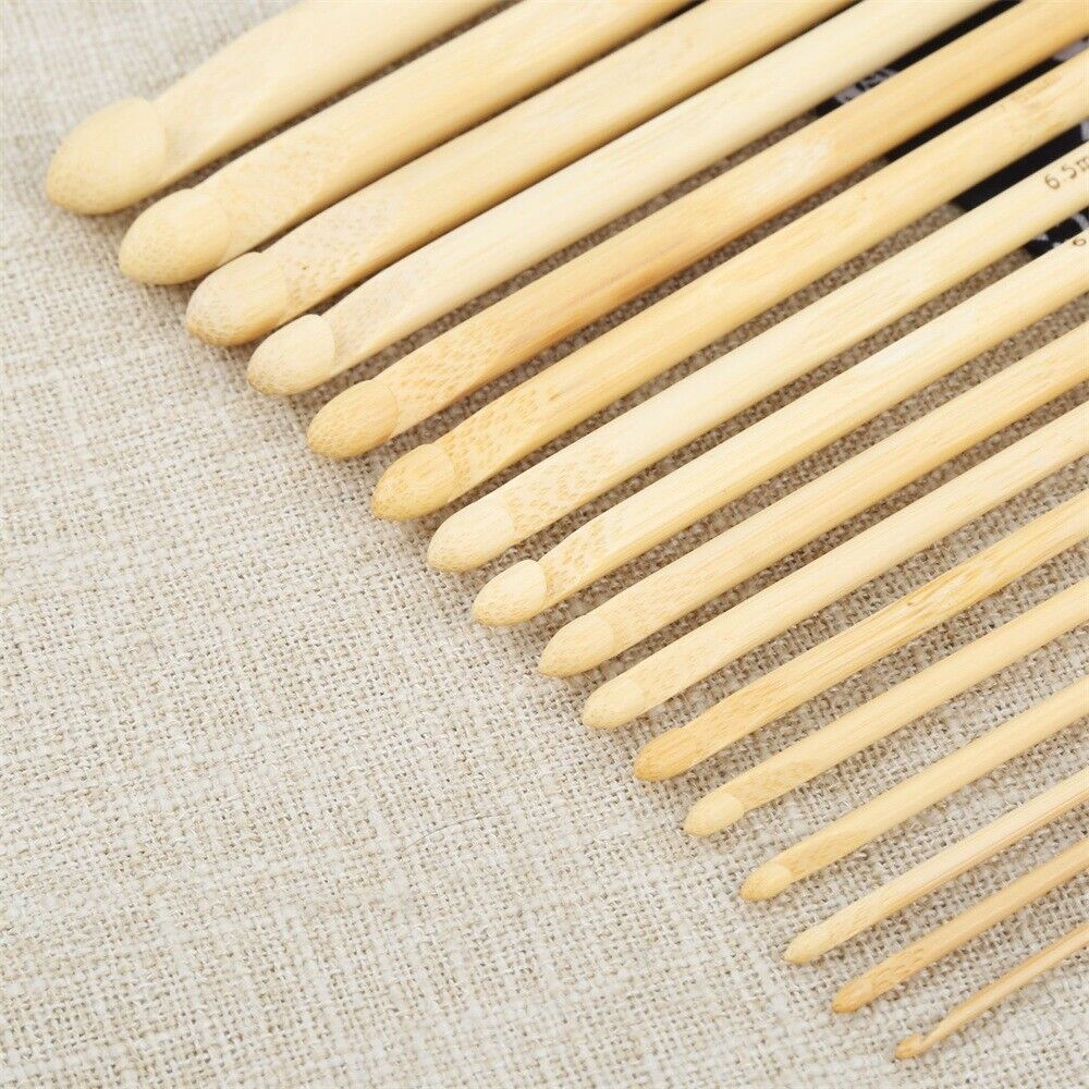 16 Sizes/Set Bamboo Crochet Hooks Practical Knitting Yarn Sewing Needles 2-12mm