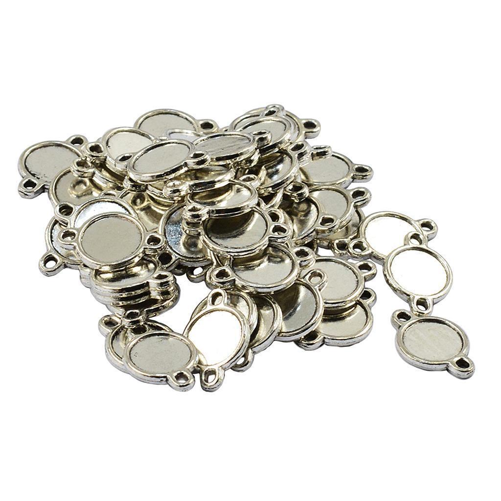 100 Pieces Double Sided Bezel Pendants Blanks Base Settings for Jewelry 10mm