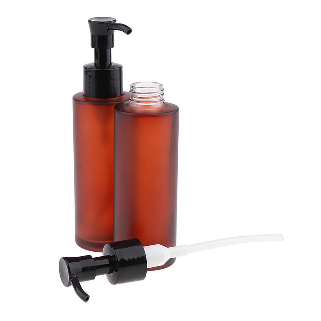 4pcs Empty Glass Pump Bottle Refillable Cosmetic Lotions Bottle 100ml 60ml