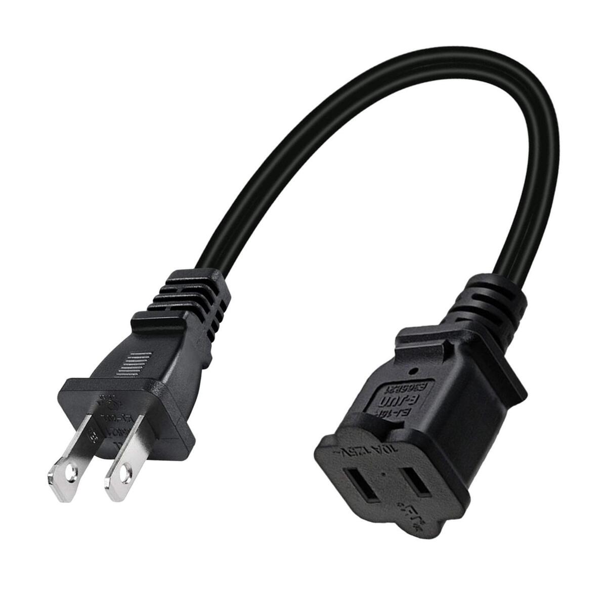 US 2 Prong Polarized Male to Female Extension Cord 2 Outlet 13A/125V 32cm