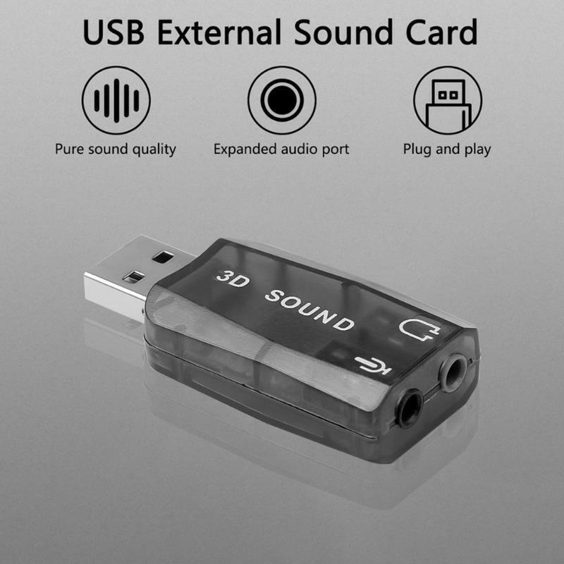 USB Audio Adapter CM108Chip USB to 3.5mm Microphone Jack 5.1Channel Direct Sound