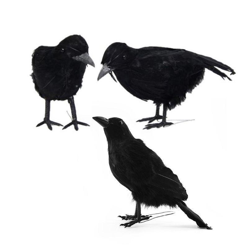 3pcs/set Simulation Crow Halloween Themed Party Ornaments Haunted House Decor