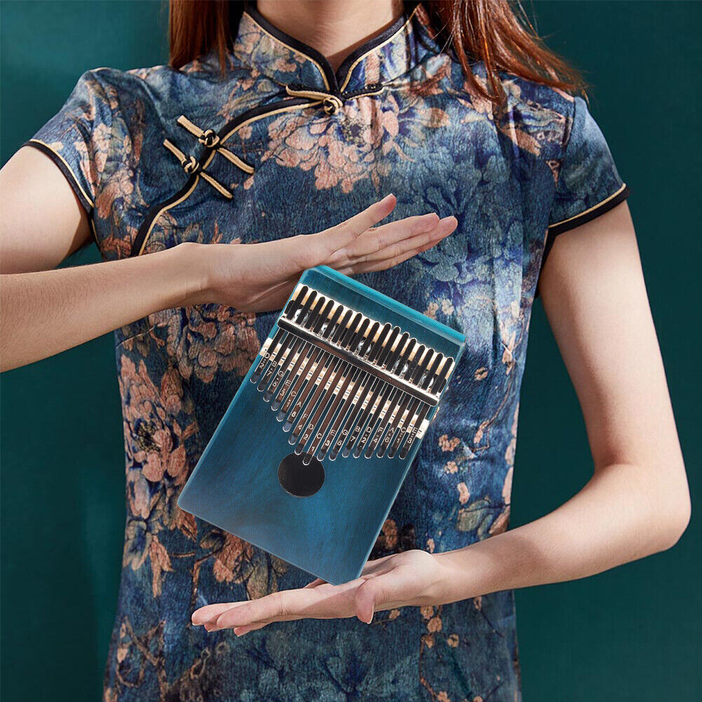 17 Key Kalimba Wood Mbira Thumb Finger Piano Musical Instrument (Dark Blue)