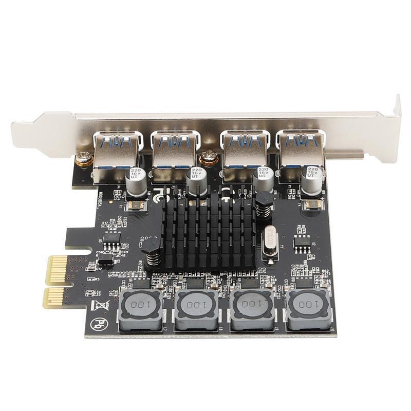 4 Ports USB 3.0 PCIE HUB PCI-E X1 X16 Expansion Adapter Controller Extender Card