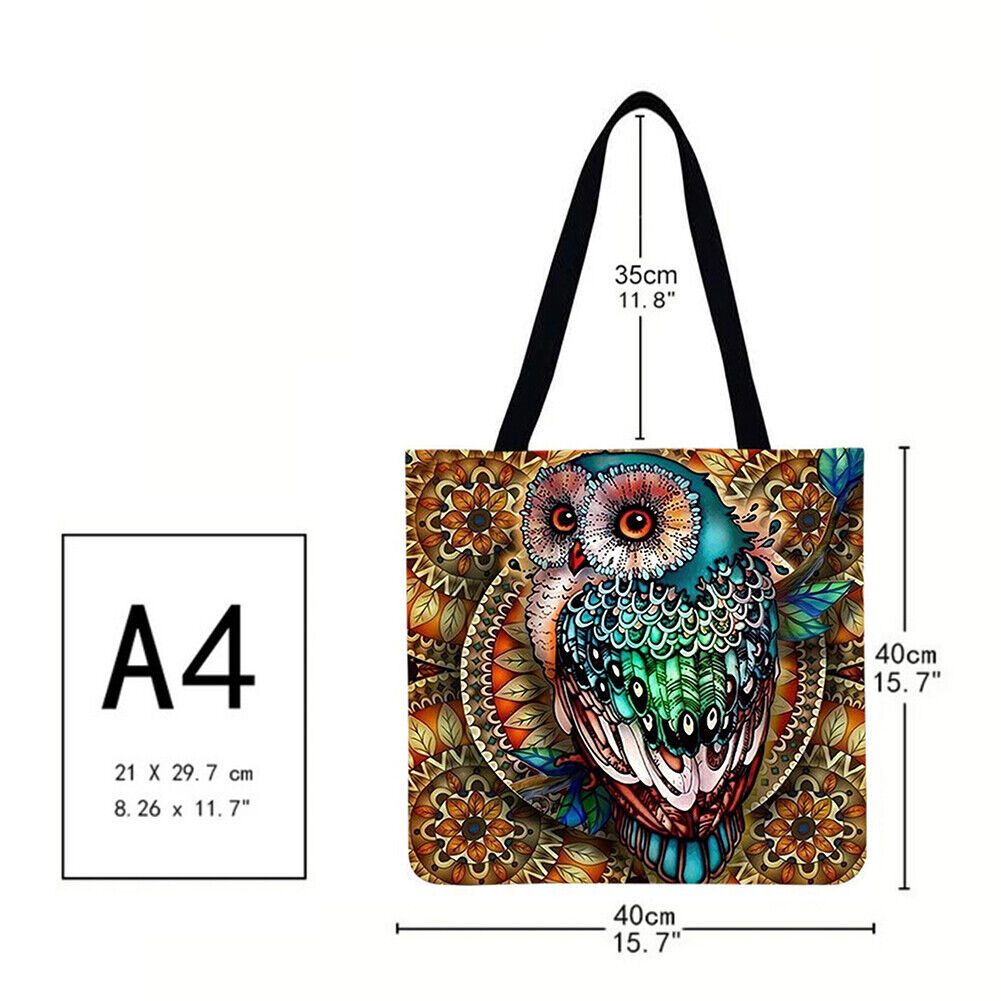 owl Printed Shoulder Shopping Bag Casual Large Tote Handbag (40*40cm)