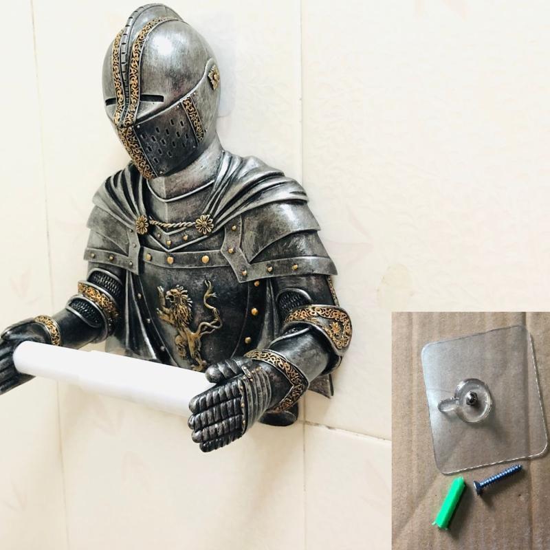 Creative Tissue Roll Dispenser Medieval Statue Knight Paper Towel Holder